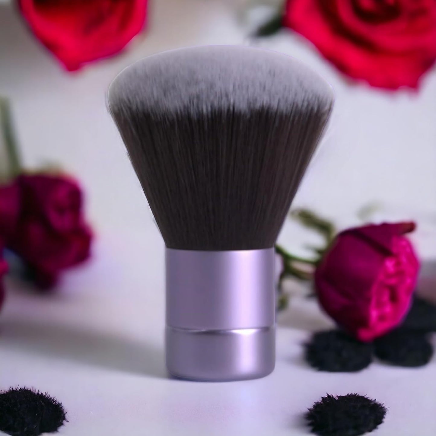 Luxurious and Very Large Soft Fluffy Powder Brush, Use as a Spray Tan Finishing Tool, Multipurpose Face and Body Barber and Beauty Tool, Large Kabuki Brush by BevyGold (Violet)