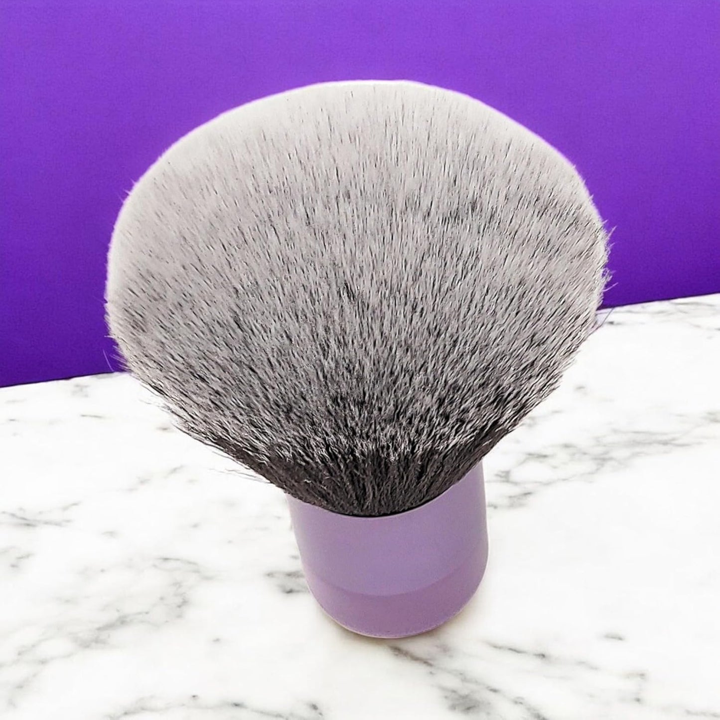 Luxurious and Very Large Soft Fluffy Powder Brush, Use as a Spray Tan Finishing Tool, Multipurpose Face and Body Barber and Beauty Tool, Large Kabuki Brush by BevyGold (Violet)