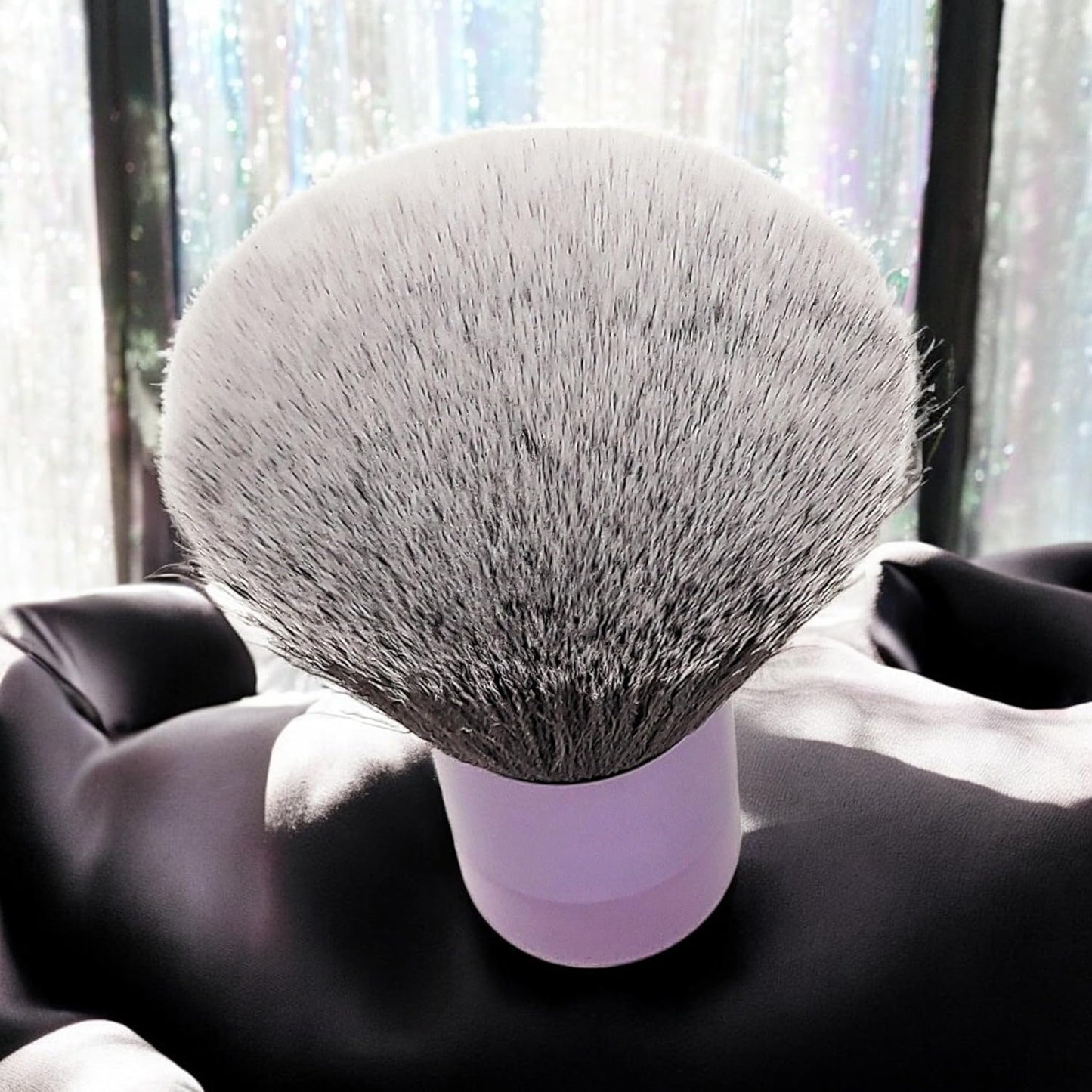 Luxurious and Very Large Soft Fluffy Powder Brush, Use as a Spray Tan Finishing Tool, Multipurpose Face and Body Barber and Beauty Tool, Large Kabuki Brush by BevyGold (Violet)