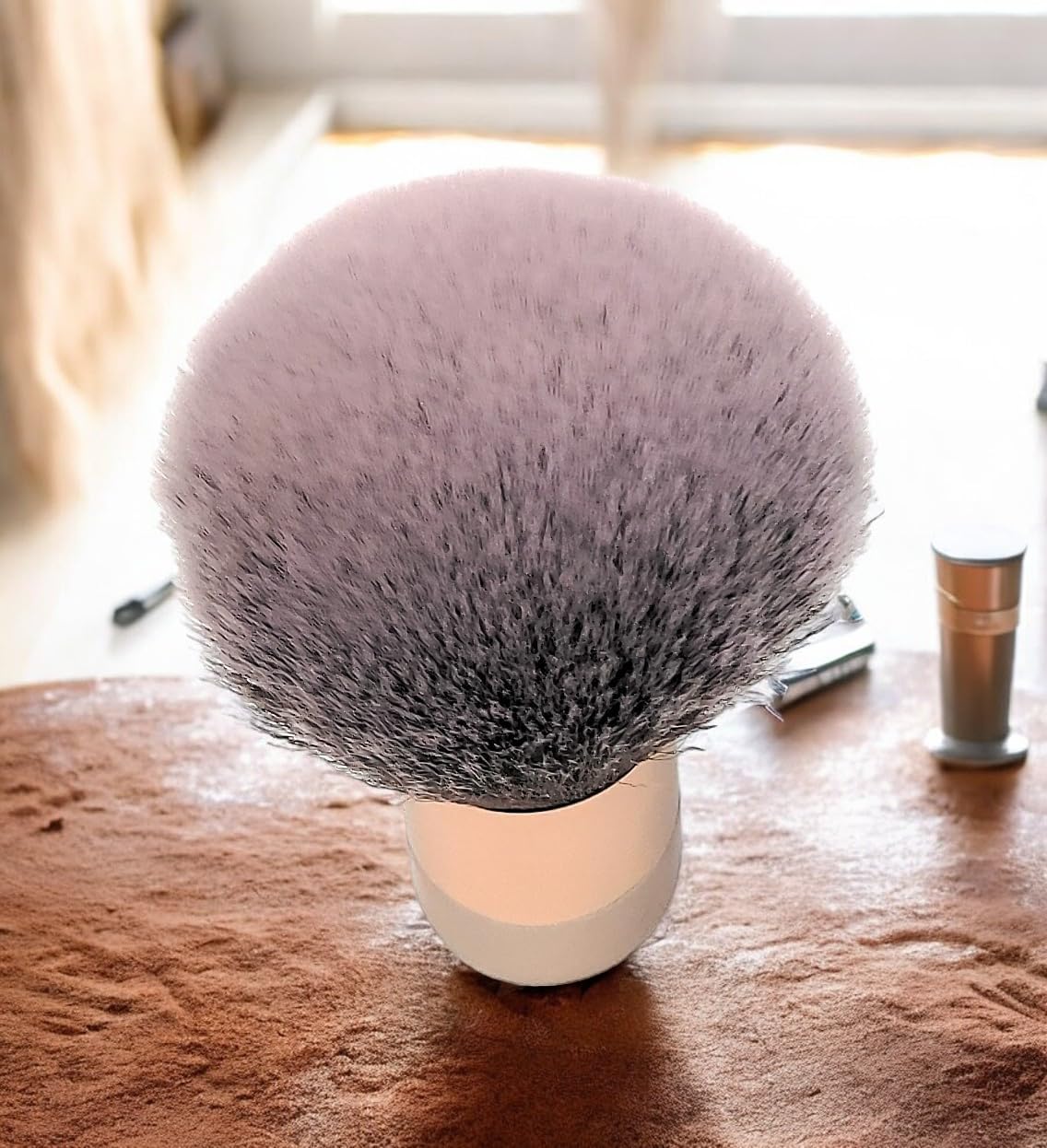 Luxurious and Very Large Soft Fluffy Powder Brush, Use as a Spray Tan Finishing Tool, Multipurpose Face and Body Barber and Beauty Tool, Large Kabuki Brush by BevyGold (Rosegold)