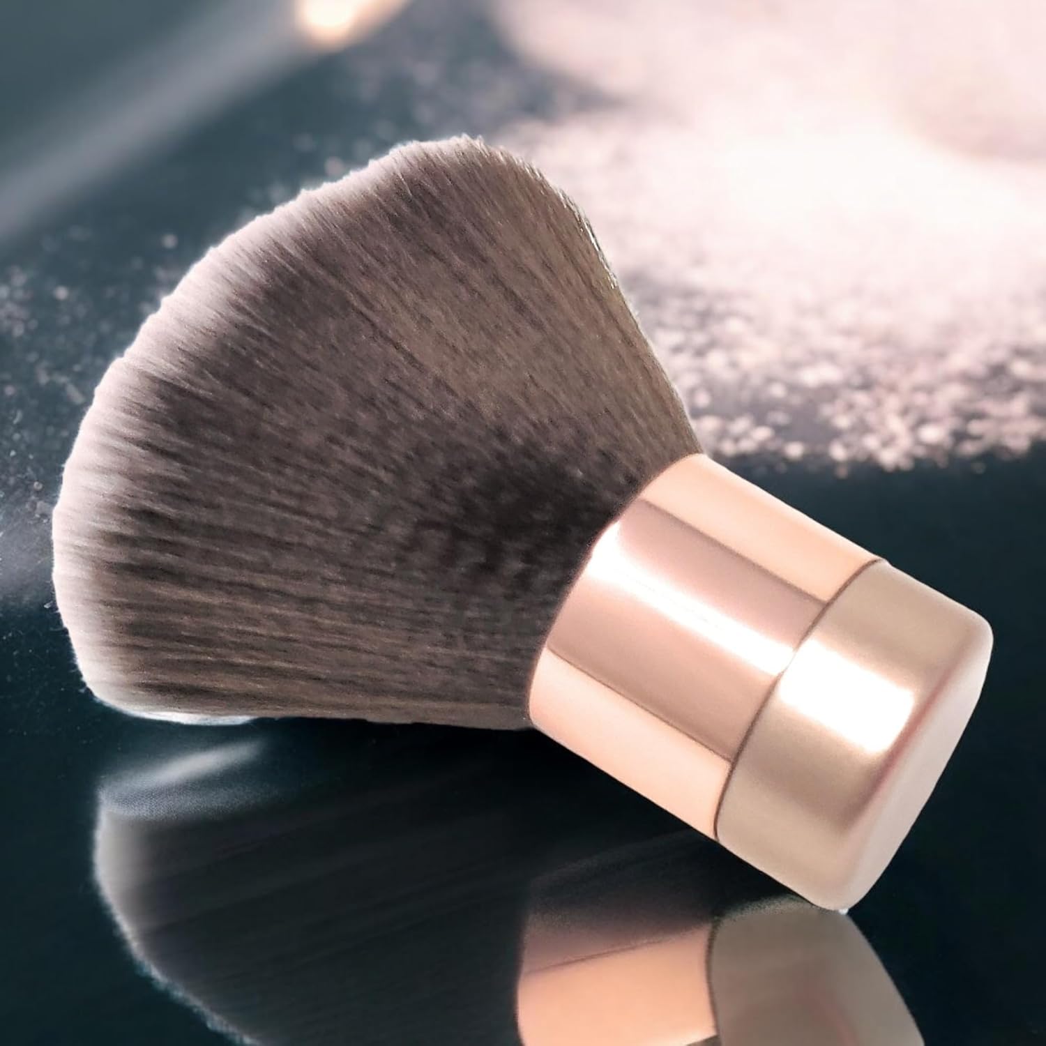 Luxurious and Very Large Soft Fluffy Powder Brush, Use as a Spray Tan Finishing Tool, Multipurpose Face and Body Barber and Beauty Tool, Large Kabuki Brush by BevyGold (Rosegold)