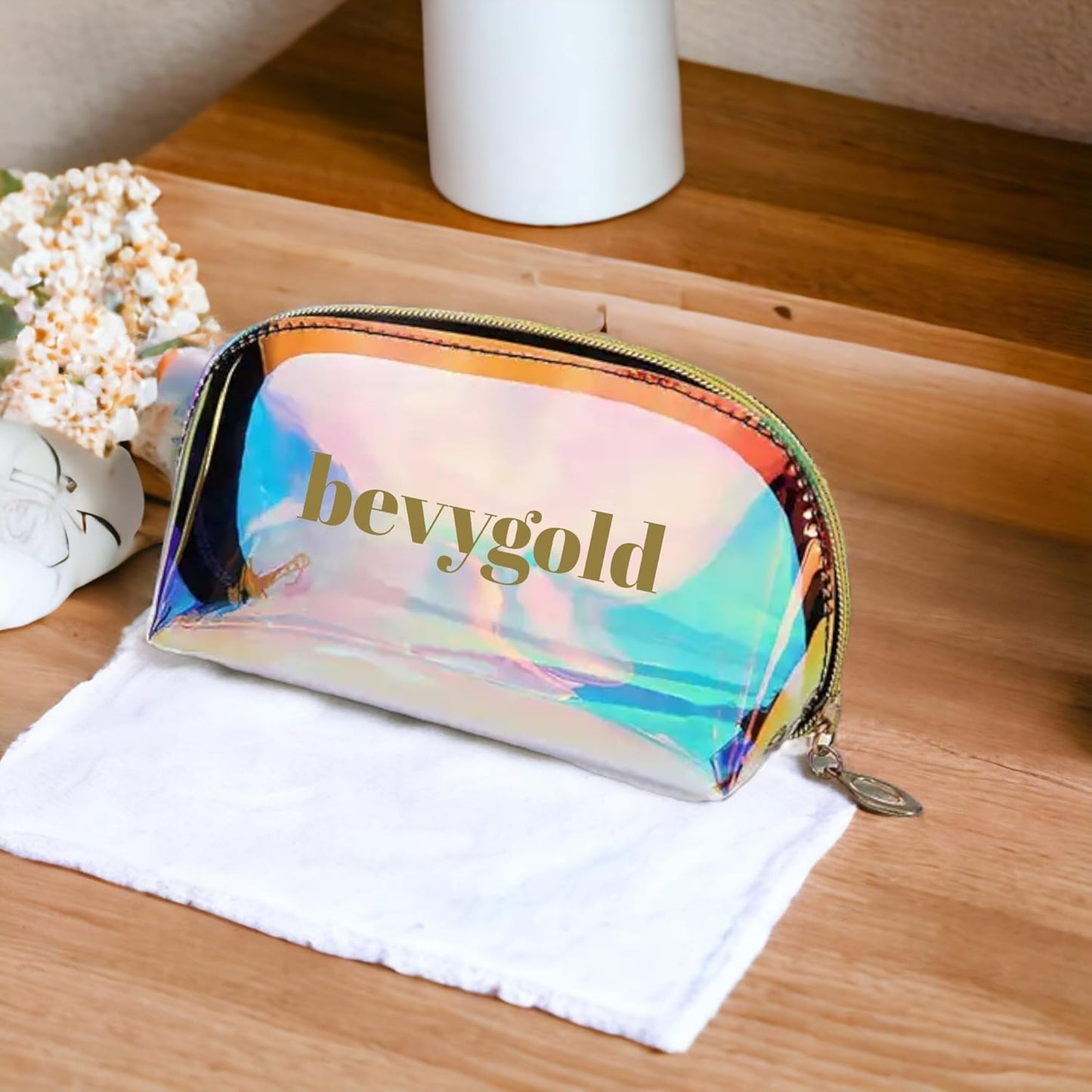 Clear PVC Makeup Bag - Holographic Clear Makeup Bag for Travel (Small)