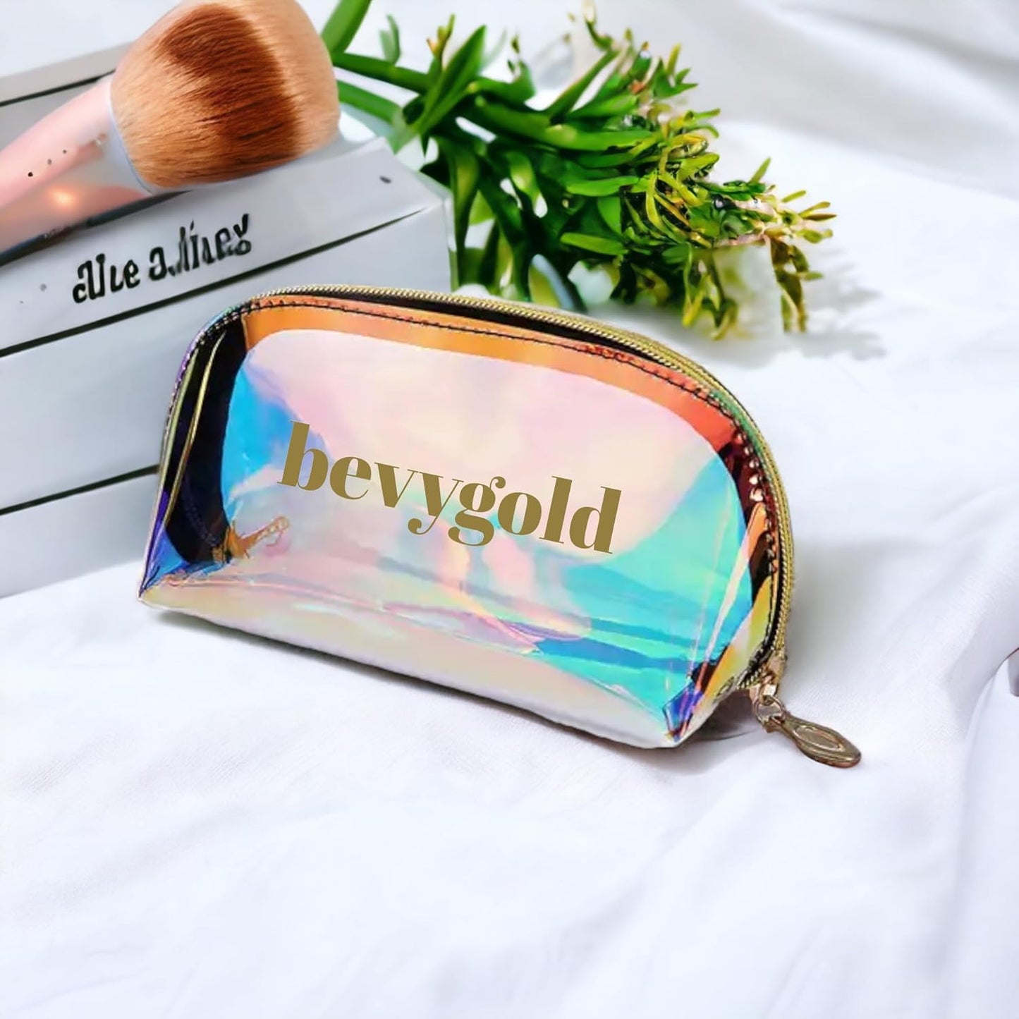 Clear PVC Makeup Bag - Holographic Clear Makeup Bag for Travel (Small)