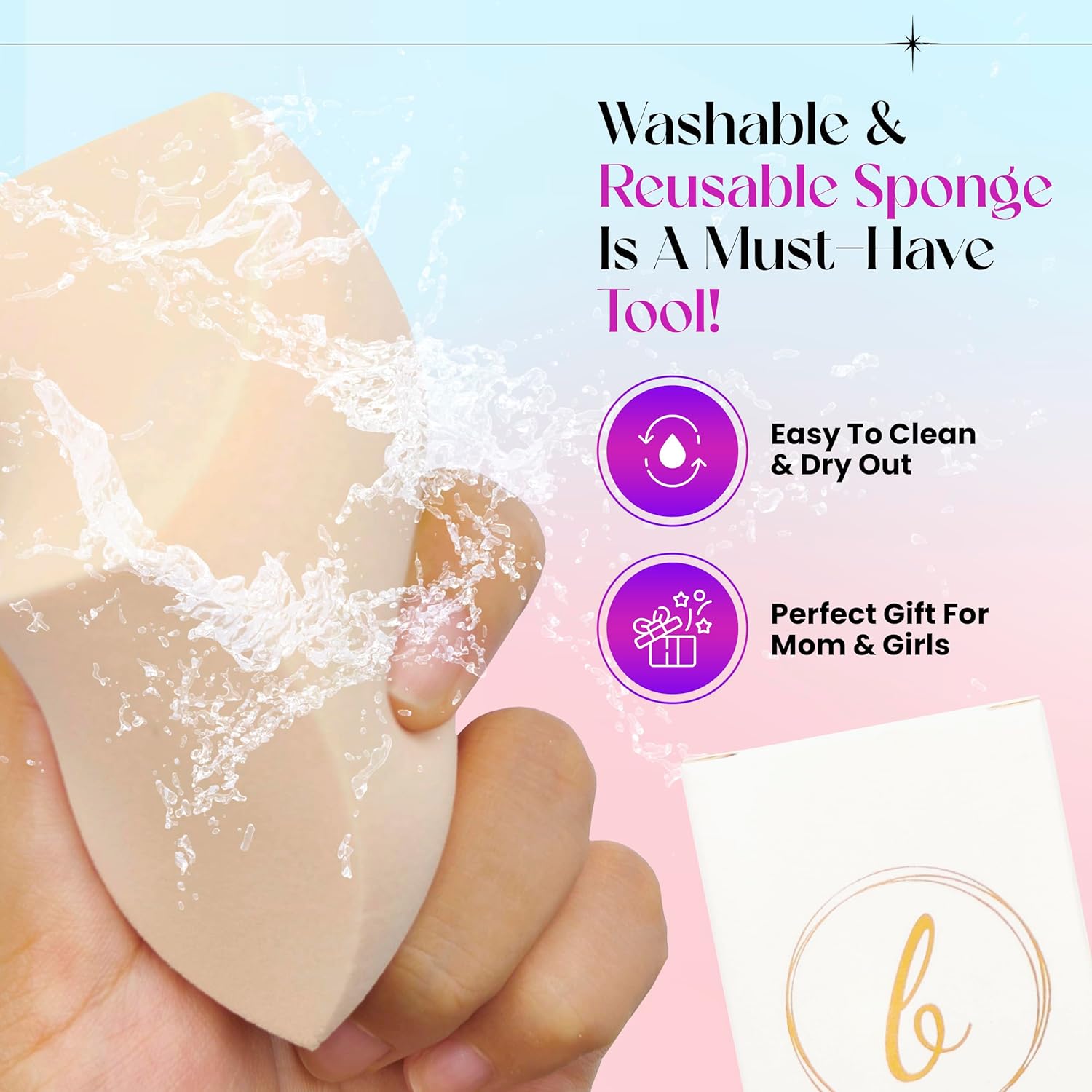 Large Beauty Sponge Makeup Blender: Make Up Sponge Makeup Blender Latex Free and High-definition Flawless for Liquid, Cream, and Powder.