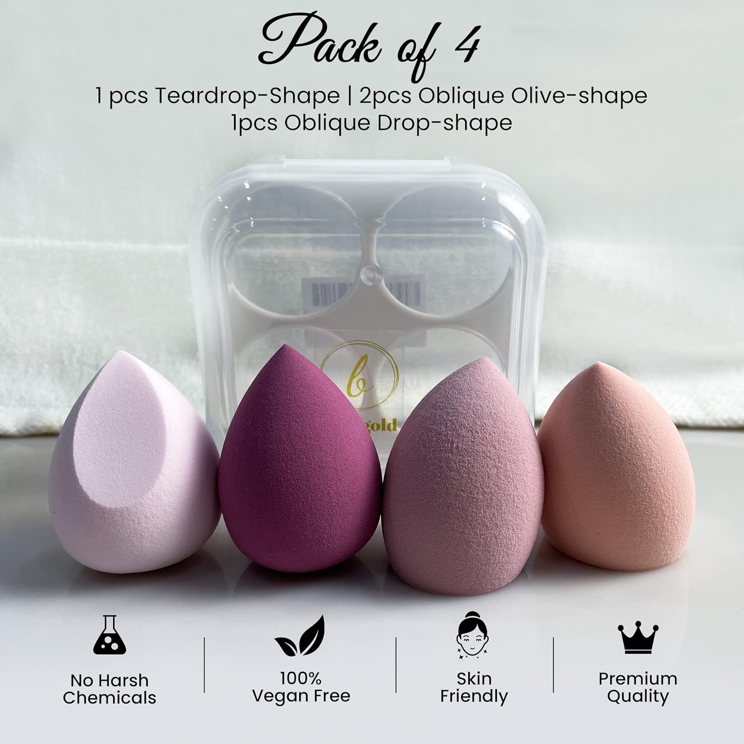 Makeup Sponge Set, Foundation Blending Beauty Sponge, Makeup Beauty Blender Latex Free and High-definition Flawless for Liquid, Cream, and Powder, Multi-colored Makeup Sponges